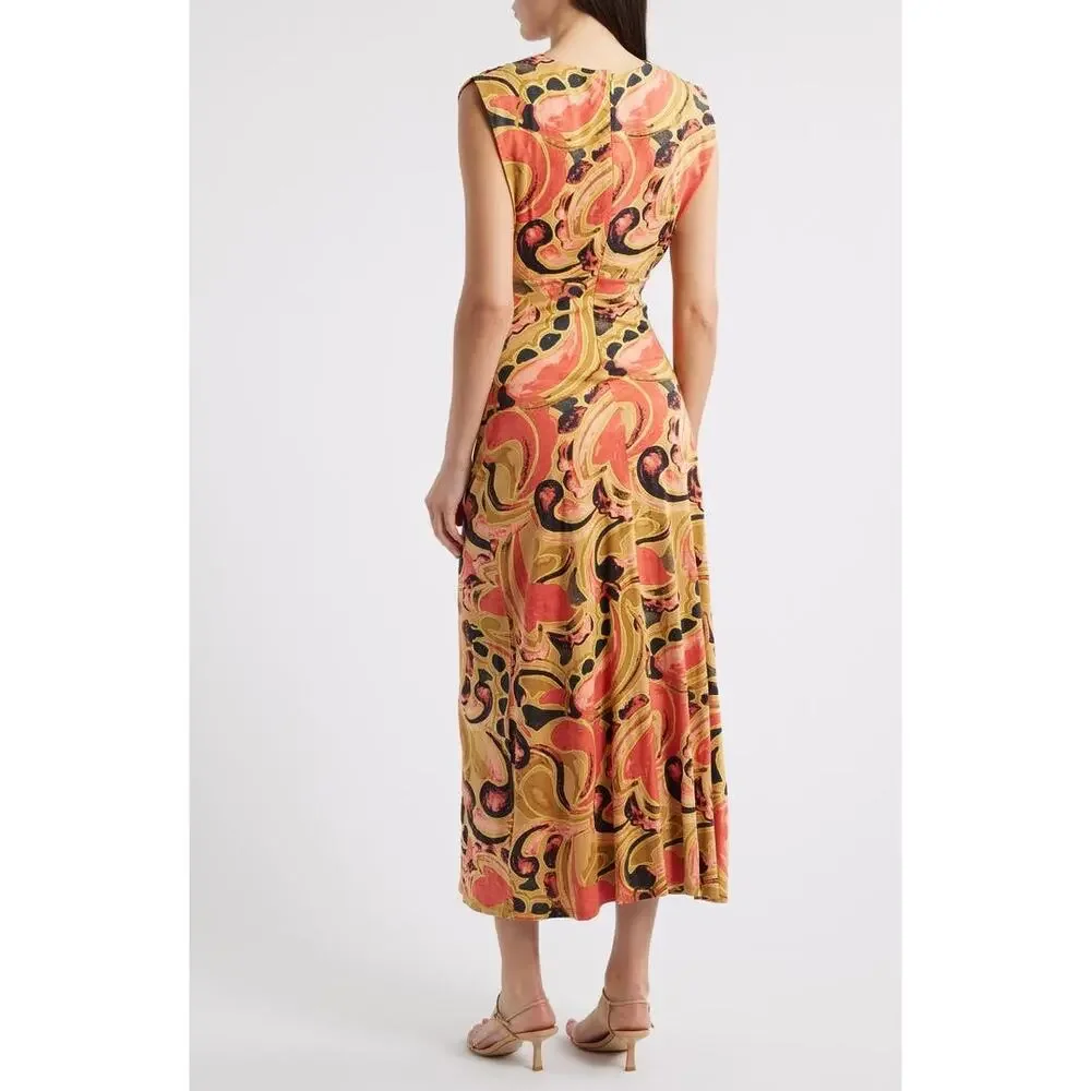 Cleobella Women Large Donna Paisley Organic Cotton Midi Dress Artsy Maximalist - Picture 3 of 10